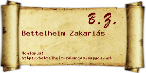 Bettelheim Zakariás névjegykártya